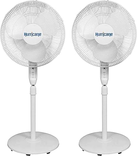Miniatura 13 de Hurricane Ventilador de pedestal oscilante para el hogar y el dormitorio, 16 pulgadas supremo, blanco, ventilador eléctrico portátil de pie