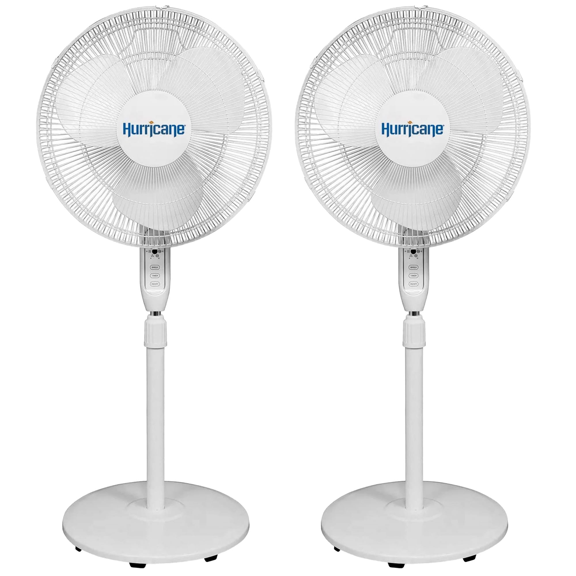 Hurricane Supreme Oscillating Pedestal Fan w/ Remote, White, 16in, 2 Pack