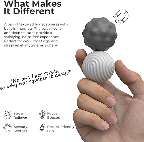 Miniatura 3 de Bolas magnéticas de silicona para adultos, bolas magnéticas de silicona suave, 2 unidades de 1.594 in, juguetes sensoriales para el alivio del