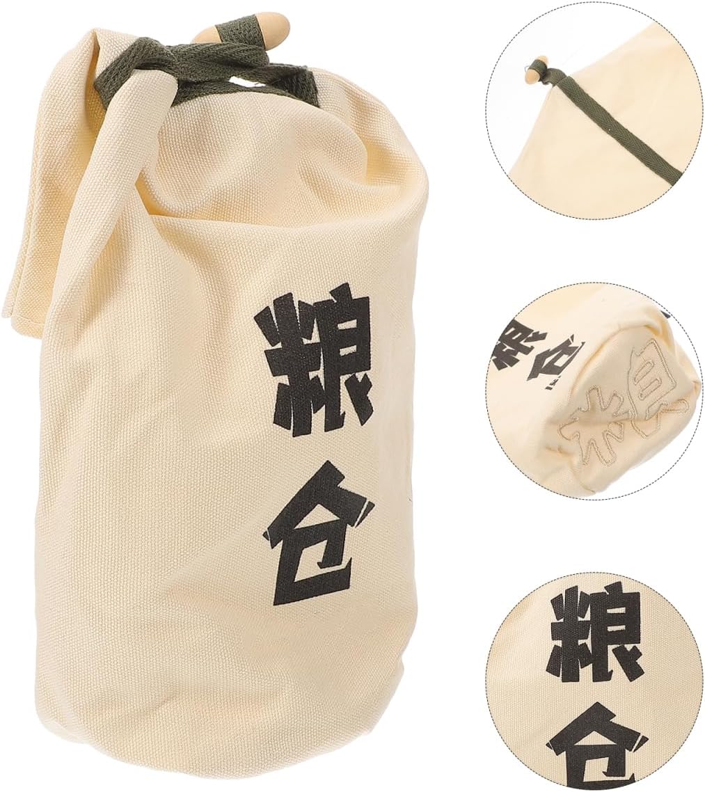 Outdoor Rice Bag Leakproof Canvas Rice Pouch with Drawstring and Buckle Portable Container for Camping Picnics Bbqs Family Trips 7.87 X 3.54 X 3.54 in