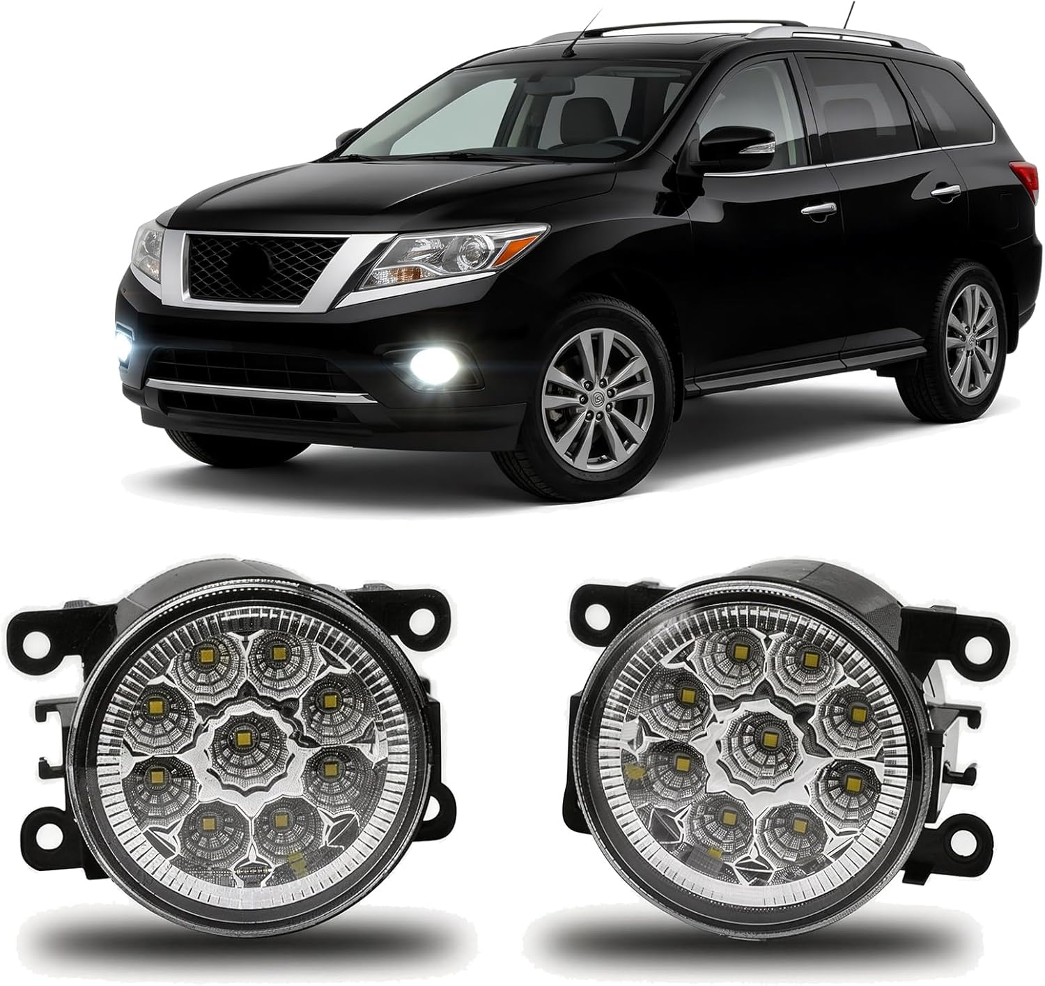 Fog Light Bulb 3.5 Inch PAIR Front Bumper Clear Lens Fog Light Lamp For Nissan Pathfinder R51 2005-2011 2012,6000k,Pack of 2