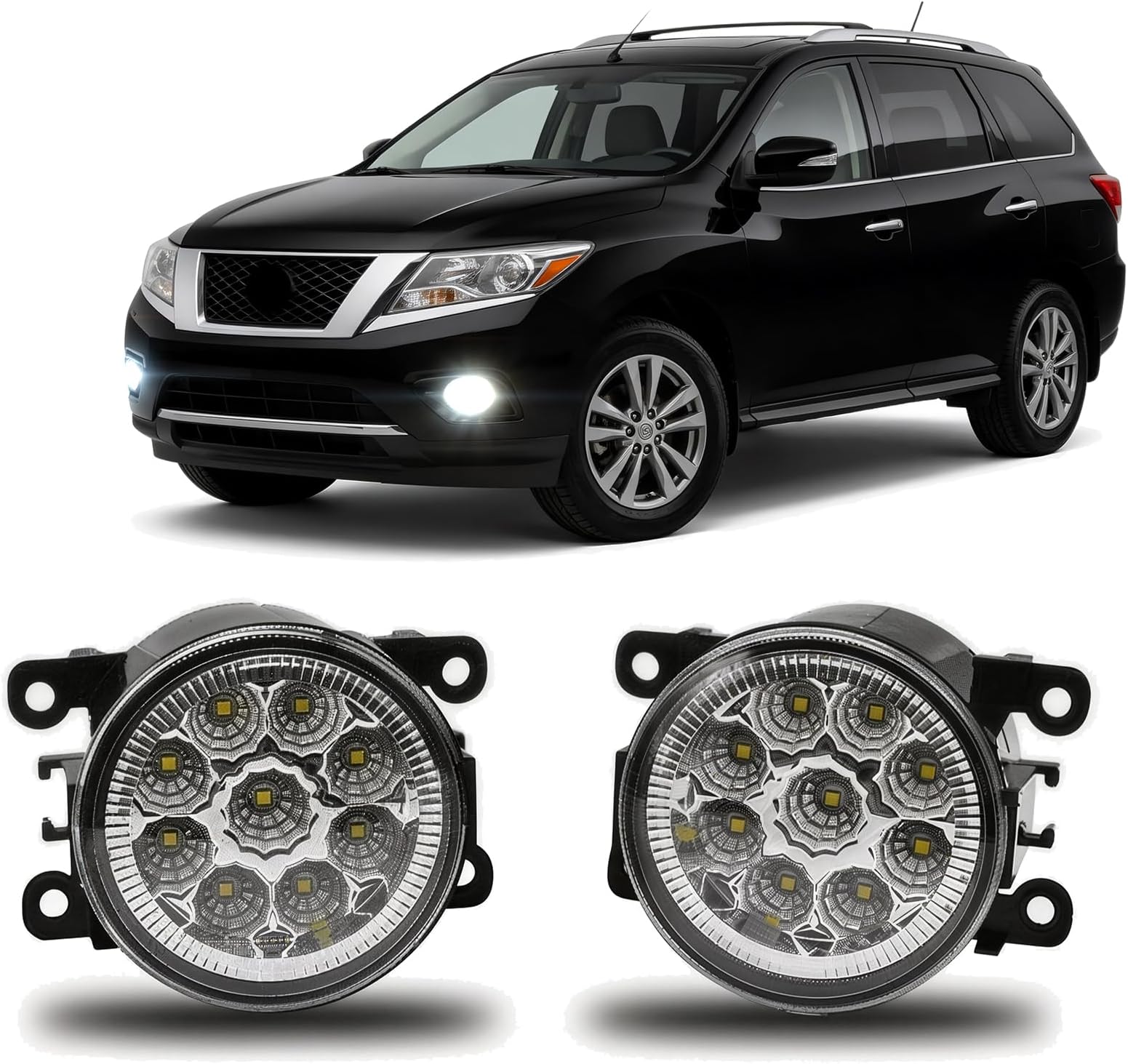 Fog Light Bulb 3.5 Inch PAIR Front Bumper Clear Lens Fog Light Lamp For Nissan Pathfinder R51 2005-2011 2012,6000k,Pack of 2