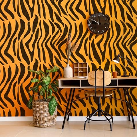 NAMIRI Tiger Stripes Stencil, Wall Decor Stencil, Animal Print Design for Home and Office, Home Decor Wall Covering (Repeat Size (HXW) - L/ 36X54CM) Cover