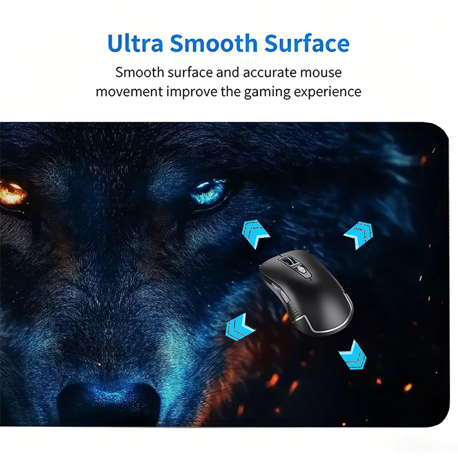 Tappetino Mouse Gaming, 1200x600mm Tappetino Mouse XXL nero 0c0-326 | Mouse Pad Grande, Ottimizzato per i Sensori da Gioco, Migliora Precisione e Velocità, per Mac e PC, lupi (4)