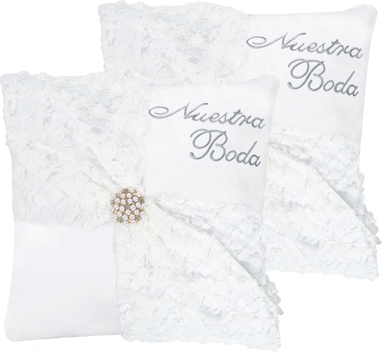 Set of 2 Wedding Kneeling Pillows Cover Embroidered Nuestra Boda Kneeling Pillows (Wedding Pillows)