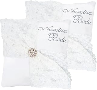 Set of 2 Wedding Kneeling Pillows Cover Embroidered Nuestra Boda Kneeling Pillows (Wedding Pillows)