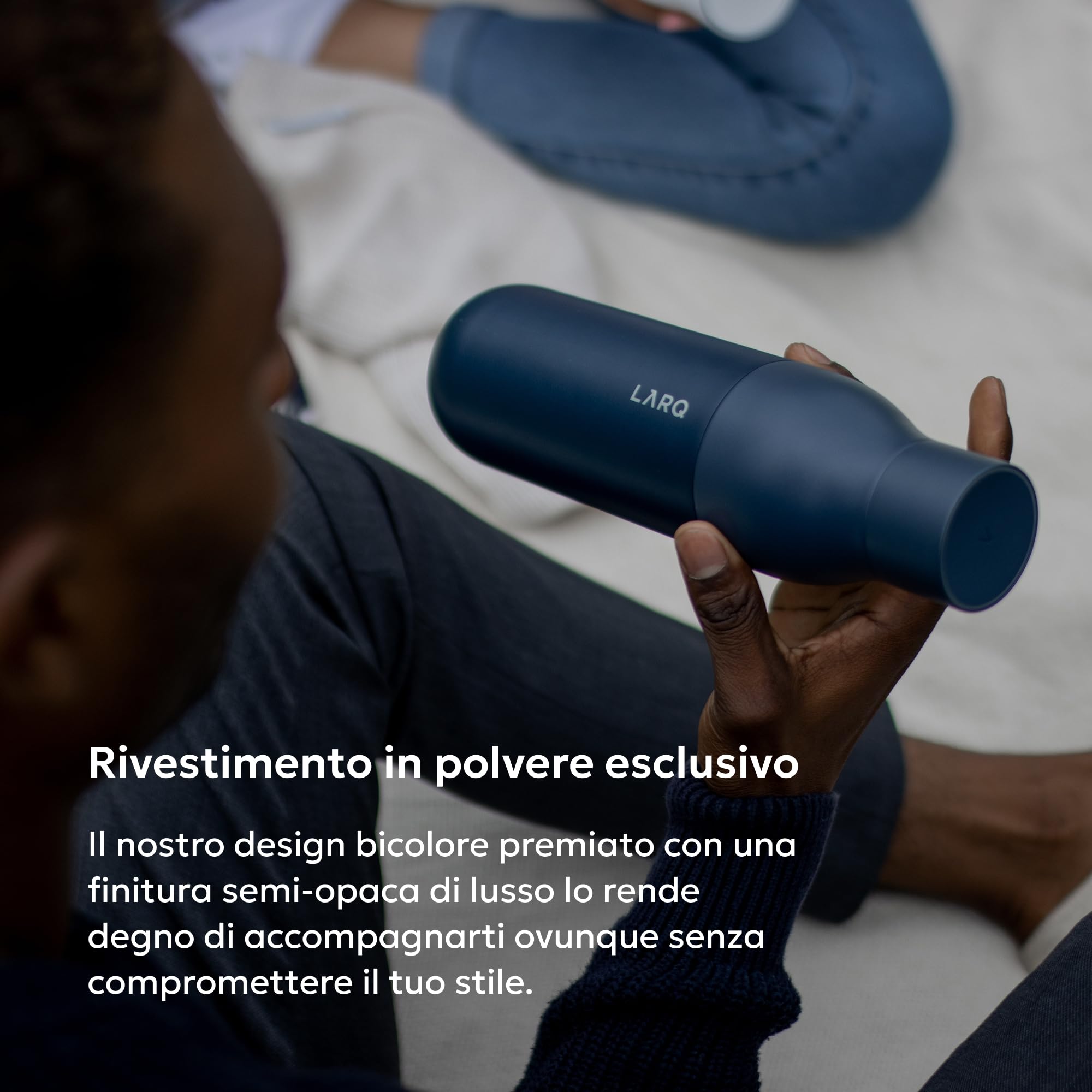 LARQ Twist Top 740ml – Borracia termica in acciaio inox | Senza BPA | Campeggio, Ufficio e Sport | 24 ore fredda o 12 ore calda, Monaco Blue