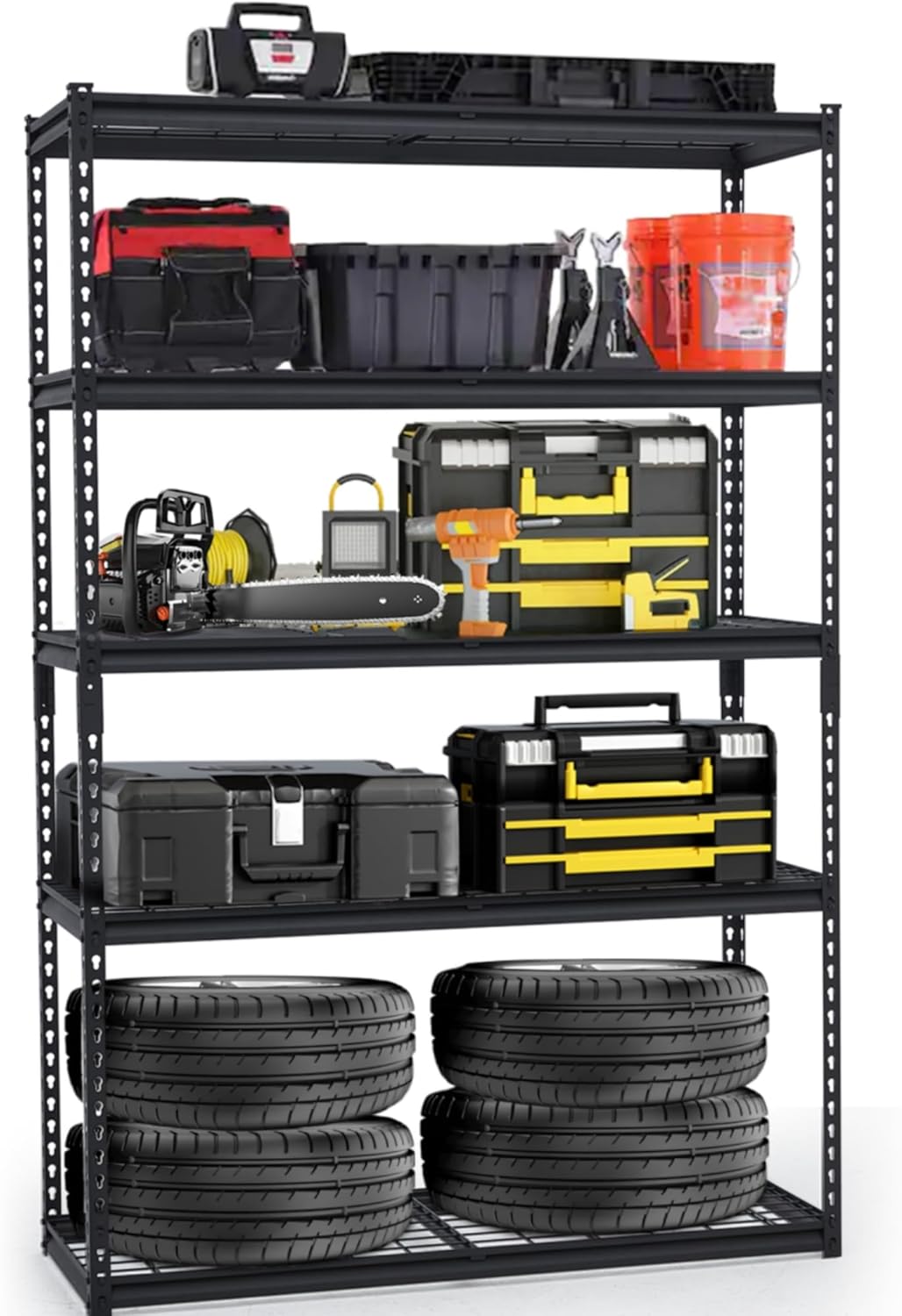 48" Heavy Duty Garage Shelving Unit, Adjustable 5-Tier Metal Storage Rack, Freestanding Utility Shelf, 48"w x 18"d x 72"h