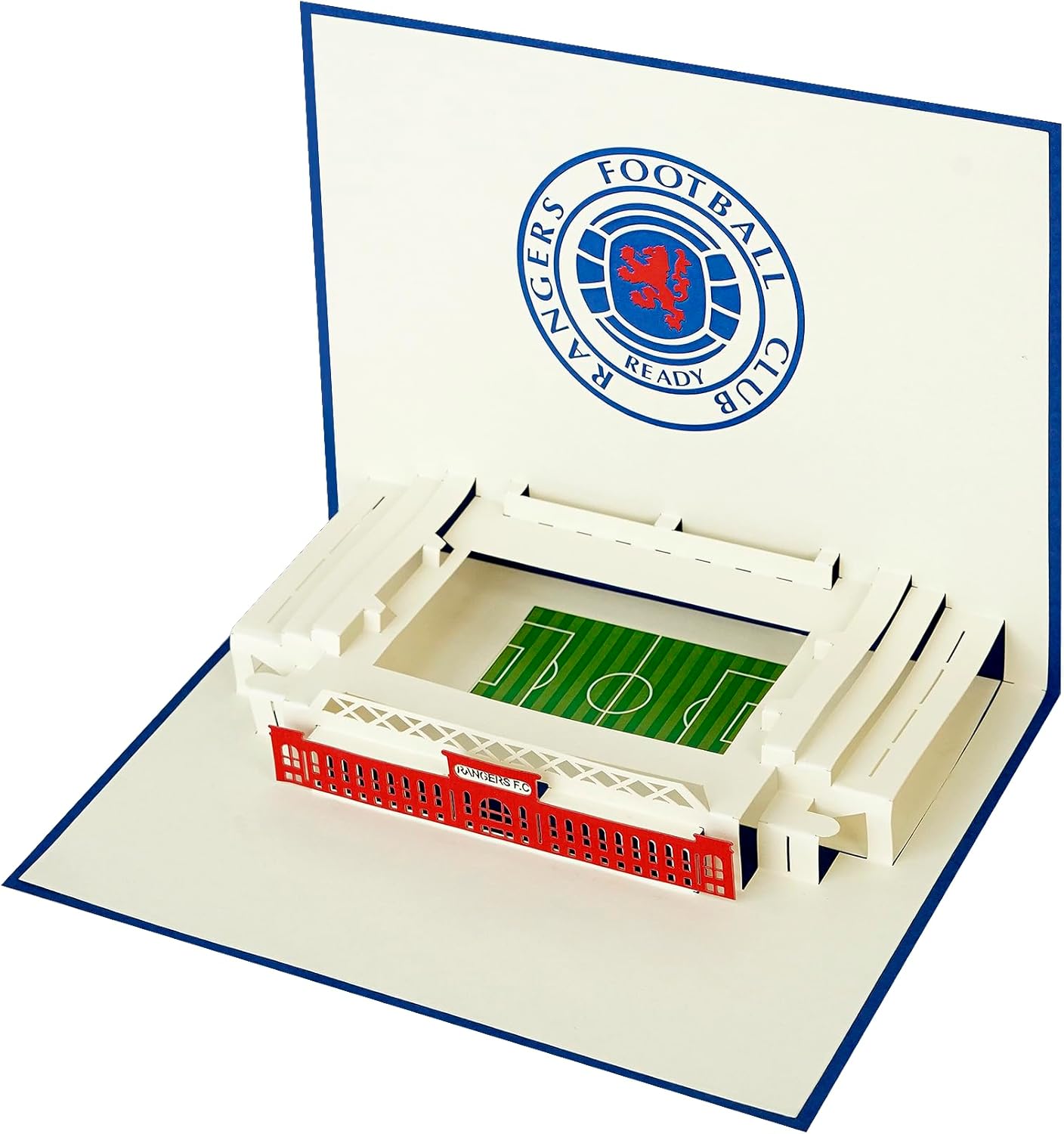  Rangers FC. 3D Pop-Up Birthday Card, Rangers FC, 3D pop up stadium inside, Ibrox Stadium stadium card. Perfect for greeting cards, birthday invitations, and unique football gift cards. 