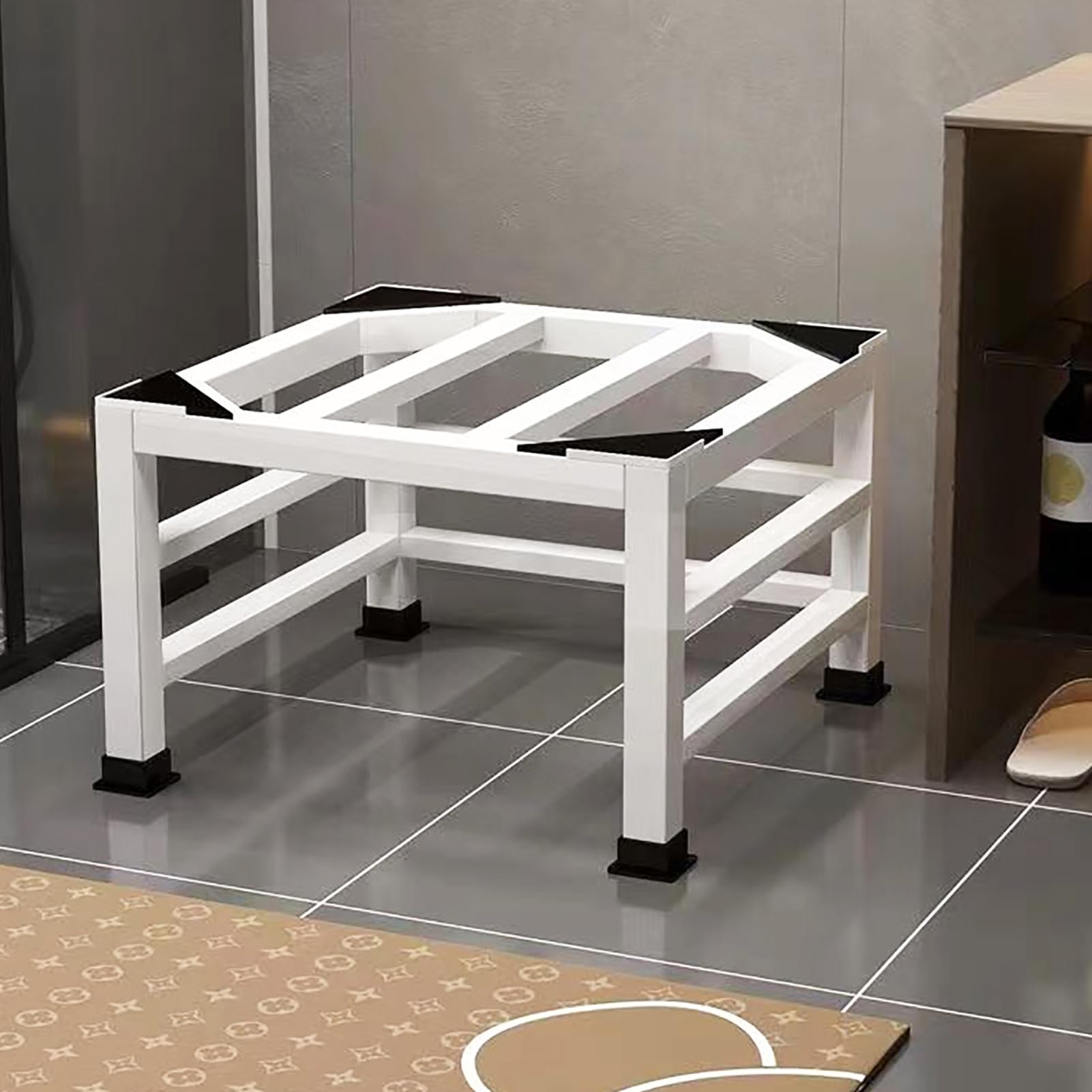 Regulowany stojak na pralkę uniwersalna podstawa do zmywarki, lodówki, zamrażarki i urządzeń kuchennych, 45, 60 cm, wytrzymały, 4 stopy, biały, 60 x 50 x 30 cm
