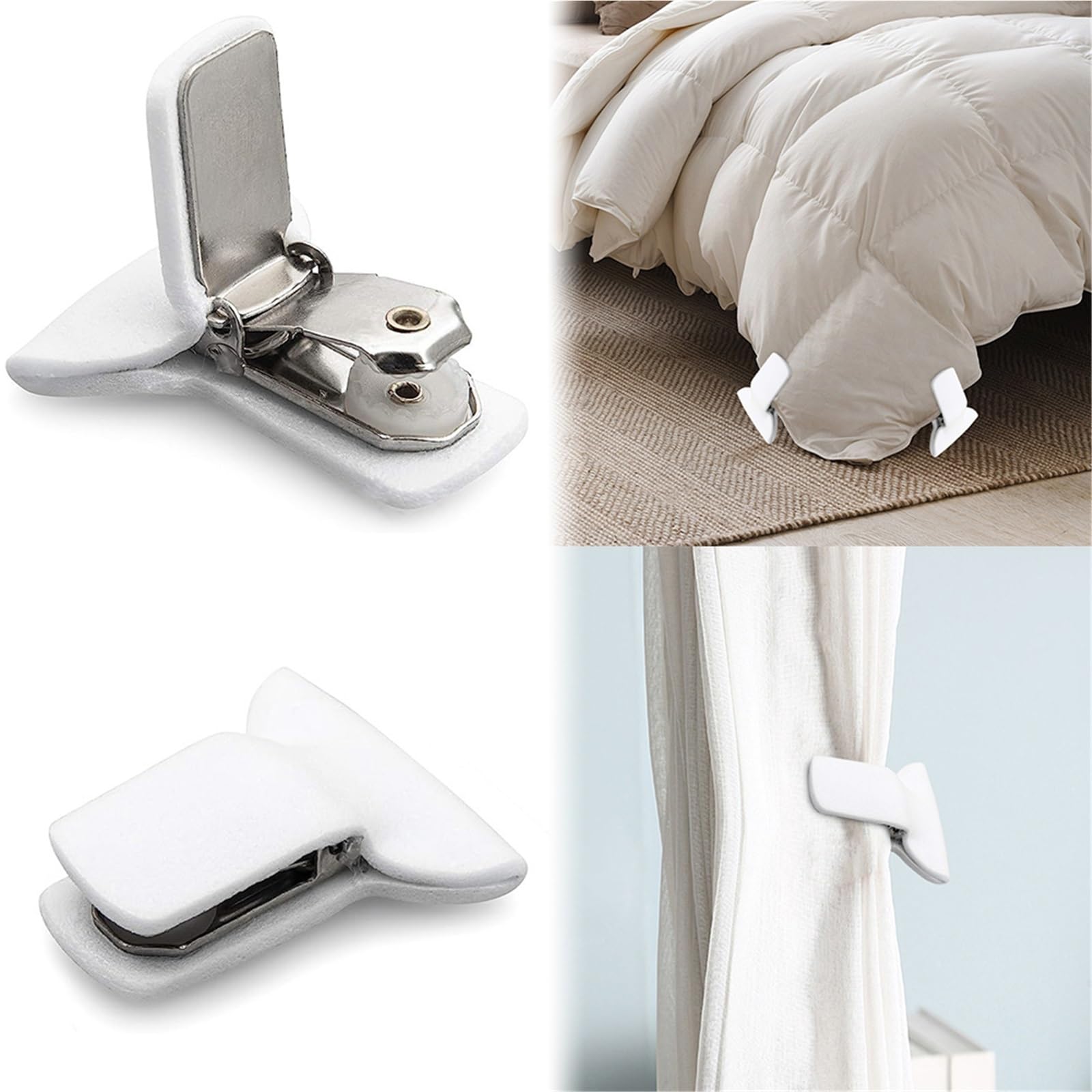 6/12er-Pack gepolsterte Bettdecken-Clips, süße Schlaf-Bettdecken-Clips, Deckenbefestigungen, verhindern, DASS Sich Bettdecken im Inneren des Bettbezugs bewegen Für Betten(12Pcs White)