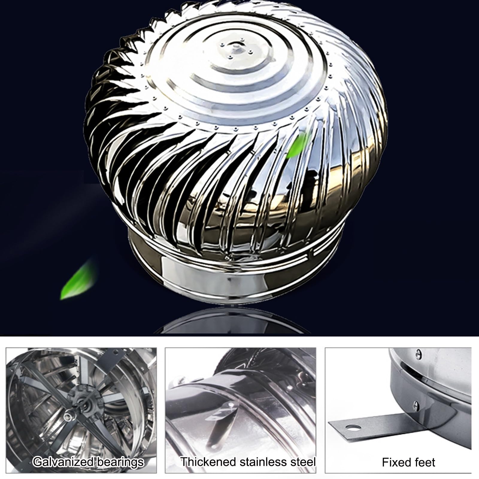 Comignolo, sfiato per Tetto Tondo, in Acciaio Inox, Facile da installare, per sfiato di Scarico sul Tetto, per Isolamento Esterno (Dimensioni: 160 mm/6,3 Pollici)