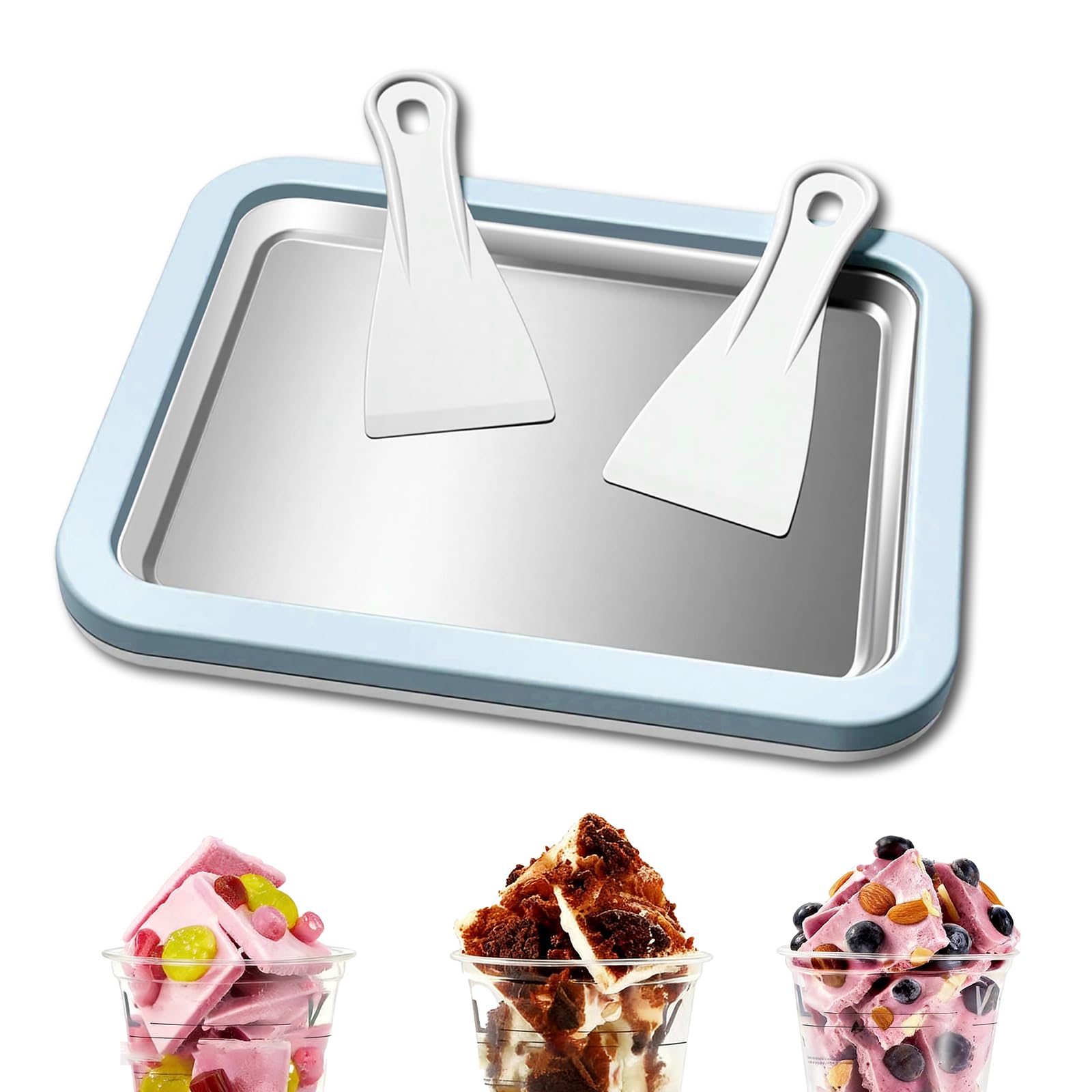 Rolled Ice Cream Maker At-Home Instant Ice Cream Maker Machine Kit with 2 Spatulas Parent-Child DIY for Ice