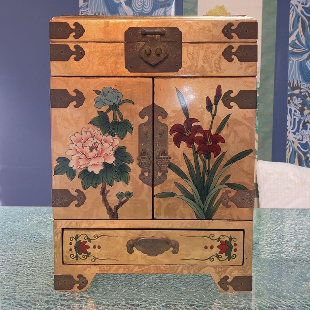 化粧箱 宝石箱 中国製 検査済シール有 金色 豪華 花鳥風月 化粧箱 宝石箱 中国製 検査済シール有 金色 豪華 花鳥風月