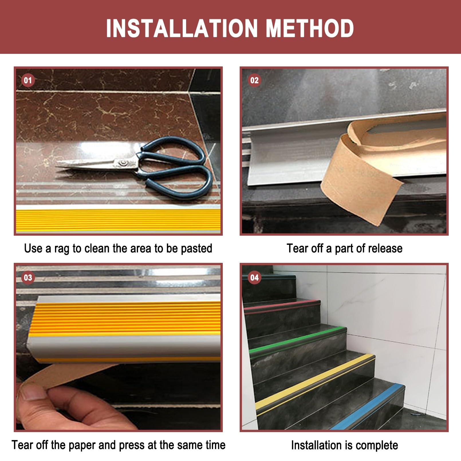 Perfil de Borde de Escalera Autoadhesivo, Tiras Antideslizantes Para Peldaños, Autoadhesivo, Buena Flexibilidad, Utilizado Para Escaleras Interiores Y Exteriores, Protector de Bordes de Escaleras(Gray