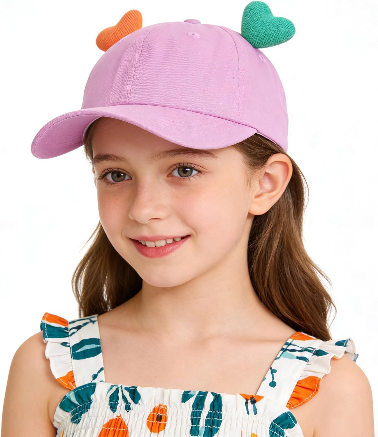 Kids Baseball Cap Cute 3D Heart Trucker Hat Adjustable Sun Hat Summer Beach Cap for 5-12Y Boys Girls