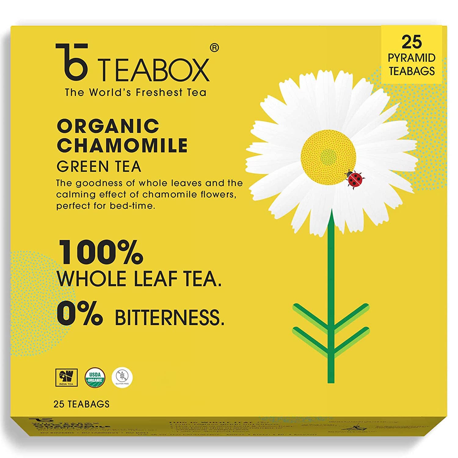 Teabox Chamomile Green Tea for Stress Relief & Good Sleep, Made with