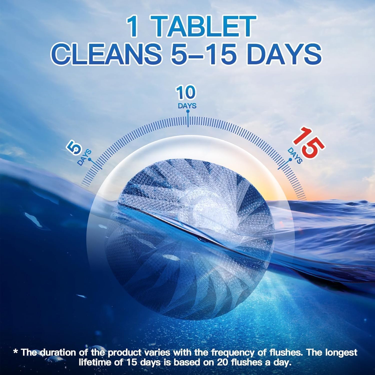 iYOGIzz Automatic Toilet Cleaner Tablets Blue Bubble for Tank, Long Lasting Effervescent WC Cleaner, Limescale & Stain Remover, Deodorizer Freshener, Septic Safe Commode Rim Block (Pack of 10) 2