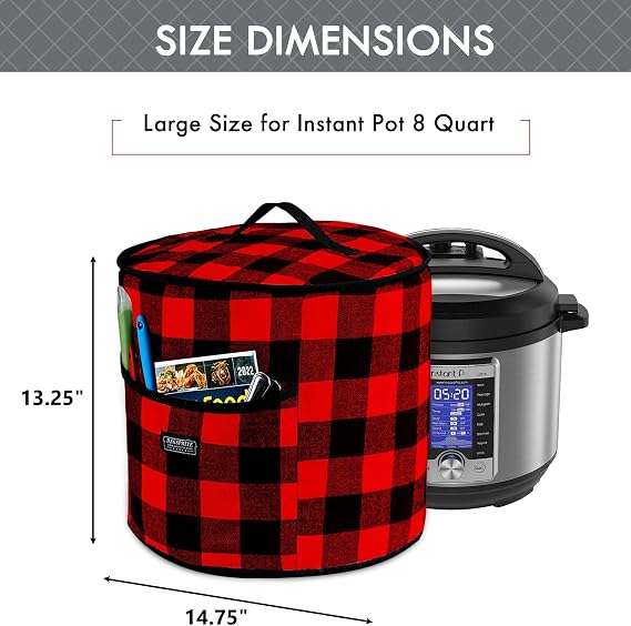 BAGSPRITE Dust Cover Compatible with Instant Pot 8 Quart-Appliance Covers- Insulated Pressure Cooker Cover with Pockets for Kitchen Accessories