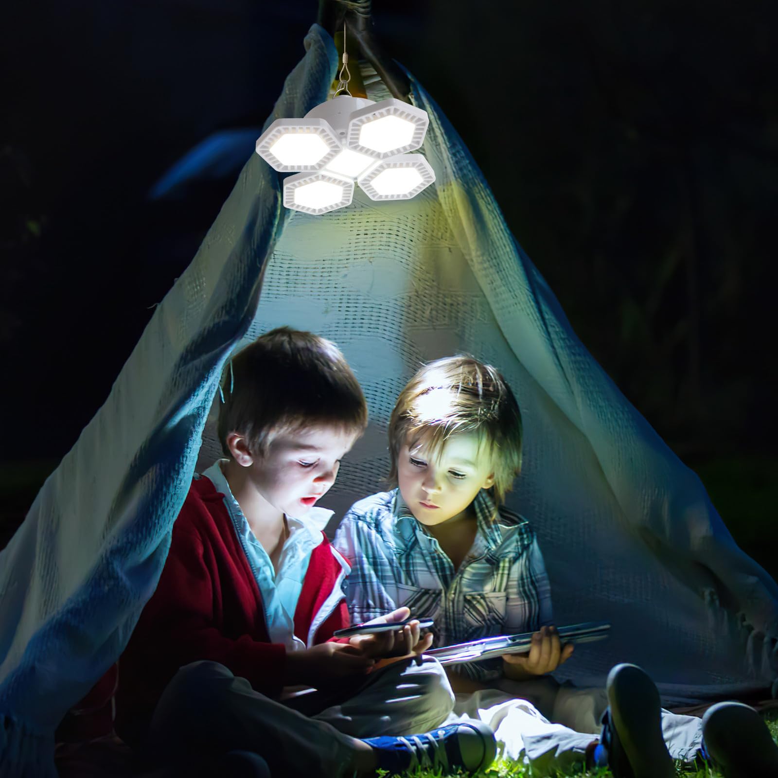ABOOFAN Lámpara de Camping Solar Recargable USB Diseño Plegable, Luz LED de 169 Leds para Iluminación Exterior y Actividades al Aire Libre