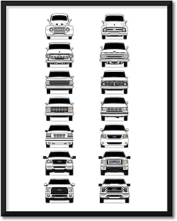 CUSTOMIZABLE COLOR: Ford F-150 Generations Inspired Car Poster - Handmade Print of F150 (XL XLT SXT FX4 FX2 Limited Lariat Platinum) - 17x22" Satin Print (Unframed)-Perfect Gift Car Enthusiast