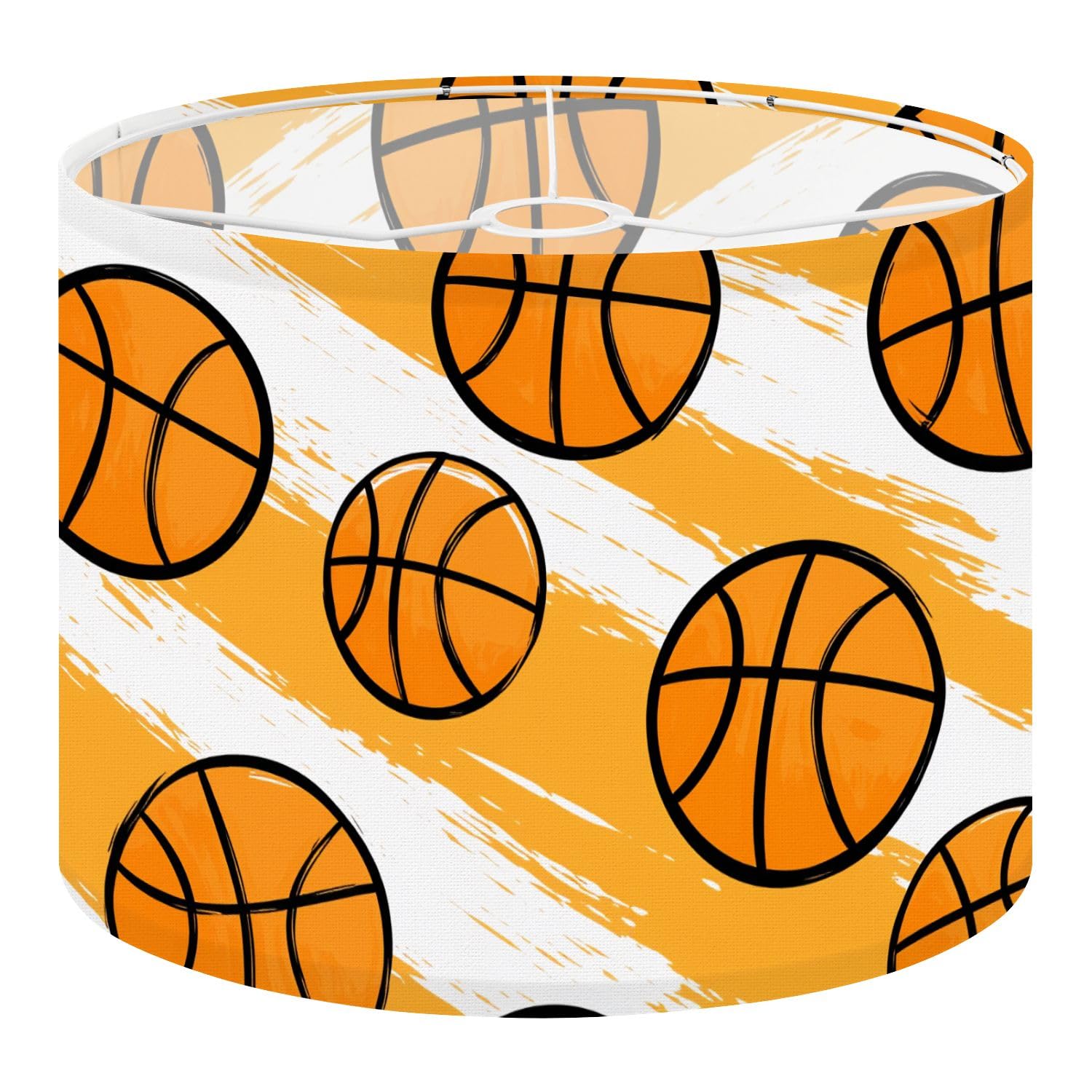 Fabric Drum Lamp Shade Basketball Orange Vintage Funky Medium Linen Decorative Lampshades 13inch Set of 1 for Table Lamps, Floor Lamps,Ceiling Lamp