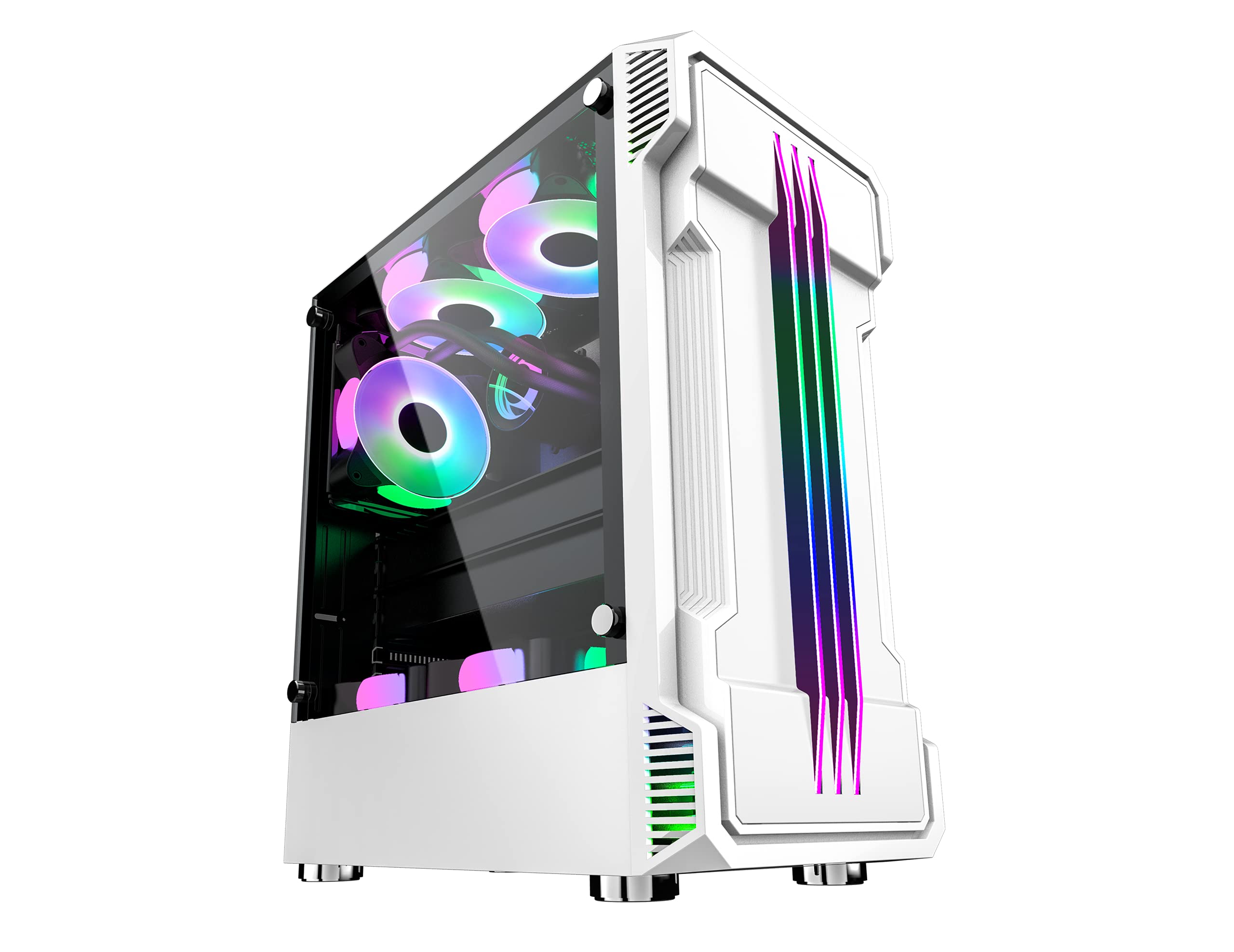 GPVHOSO ATX Mid Tower Gaming PC Case, High-Airflow, RGB Strip, Water-Cooling (Without), Top Magnetic