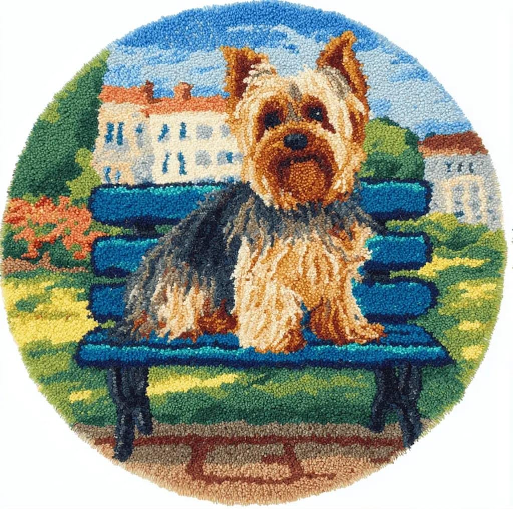Round Latch Hook Rug Kits Terrier For Adults And Starter 50*50Cm