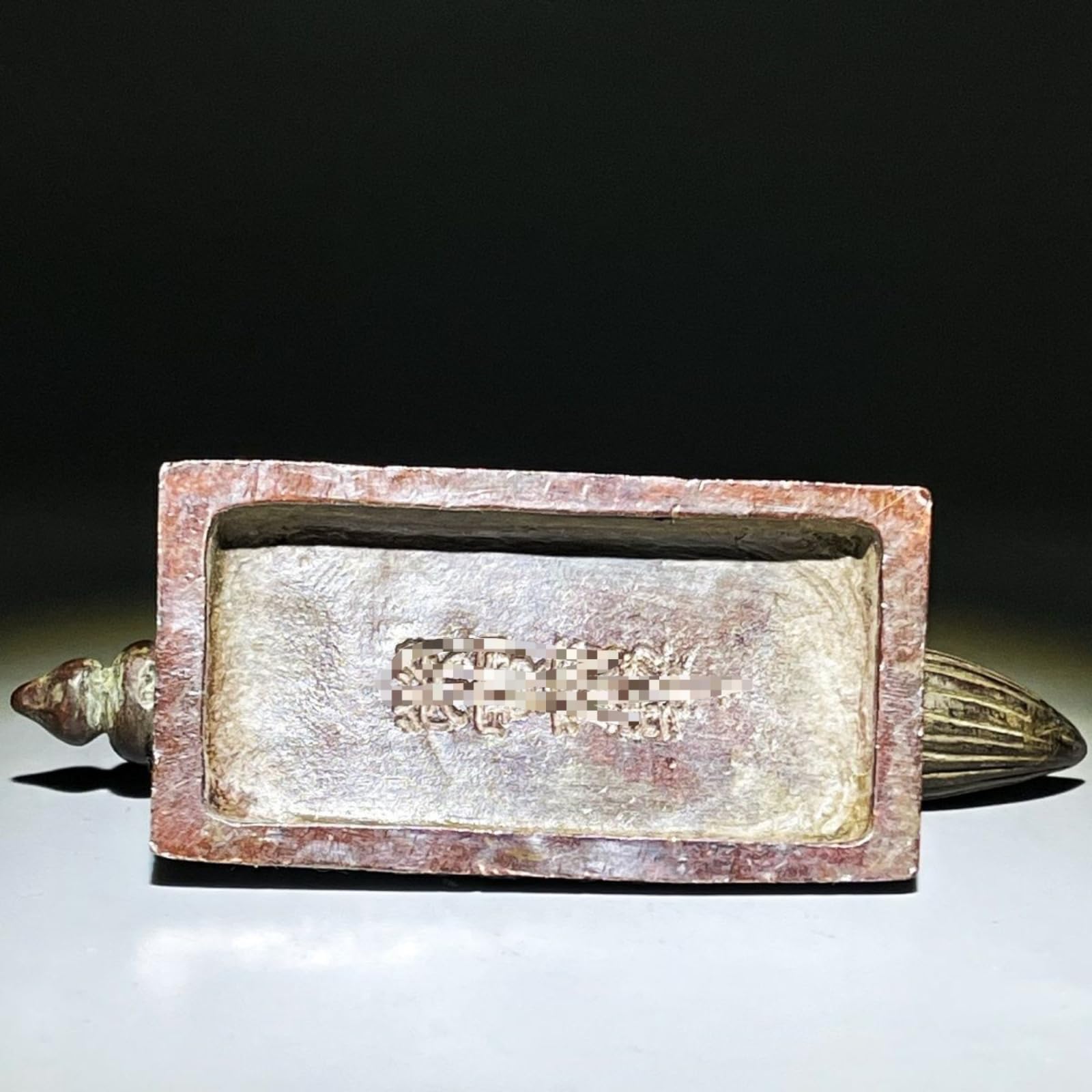 Portalápices antiguo hecho a mano, 13,5 cm y 13,5 cm, adorno de bronce
