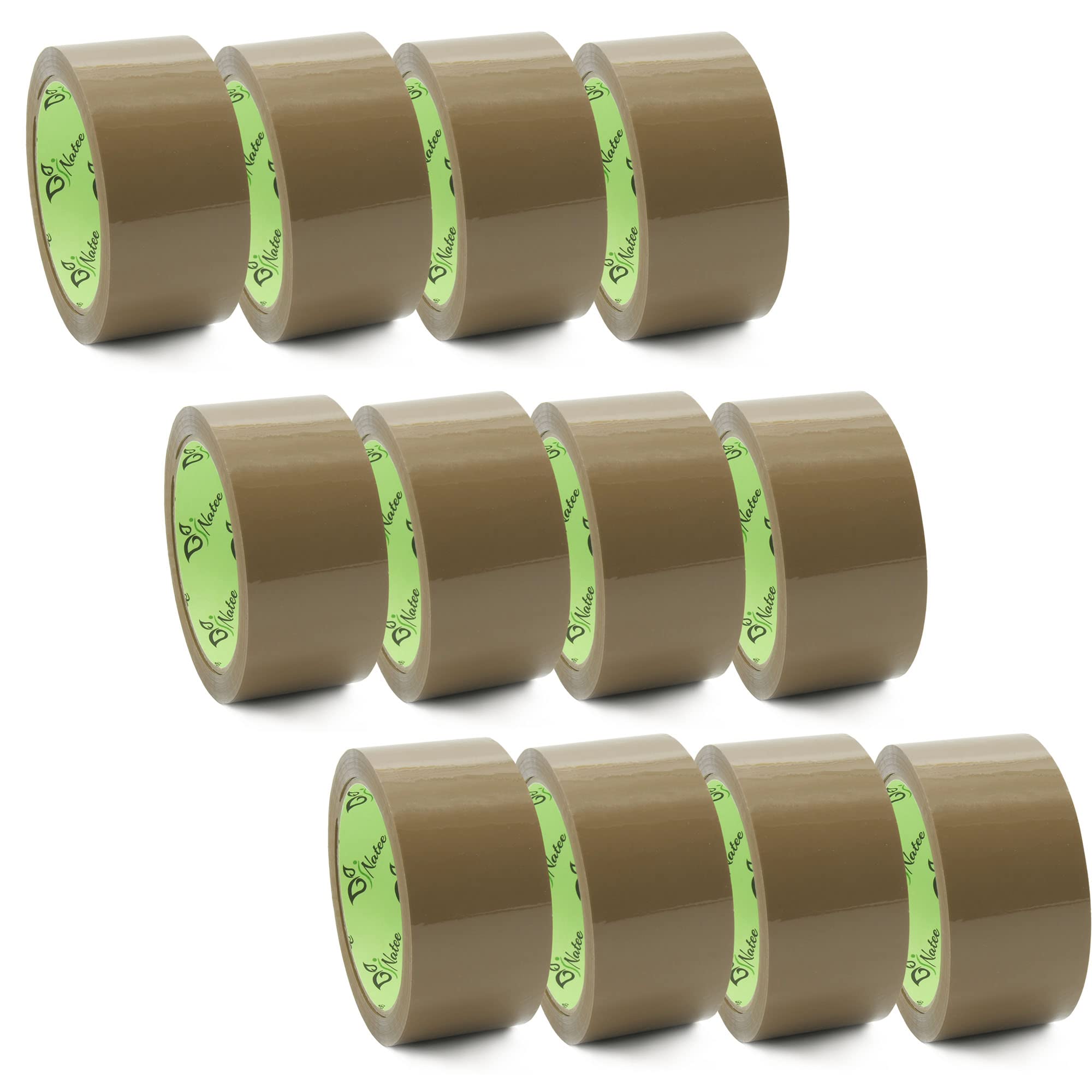 NATEE® Strong Low Noise Brown Packing Tape, Brown - Low Noise, Pack of 12