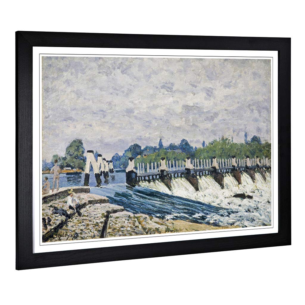 Big Box Art Framed Print of Alfred Sisley Hampton Court Design | Wall Art Picture | Home Decor for Kitchen, Living, Dining Room, Bedroom, Hallway, Office, Black, A2 / 24.5x18 Inch / 62x45cm