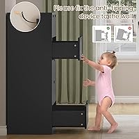 Vista 7 de Cómoda alta con 6 cajones, cómoda moderna negra para dormitorio, cómodas de armario con cajones para sala de estar, entrada, pasillo