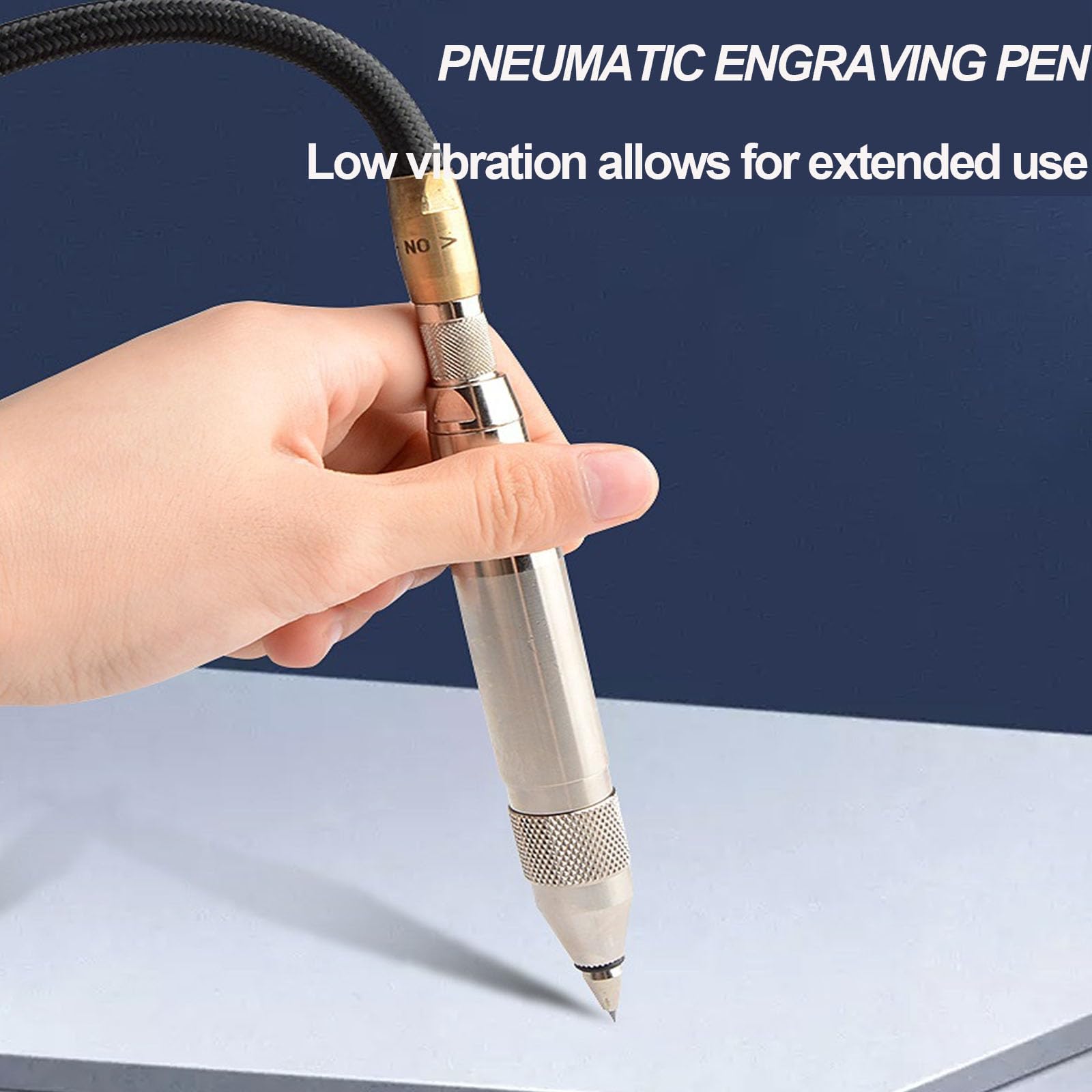 Stylo De Gravure Pneumatique Portatif avec Tuyau, Pression De Service De 90 Psi, 3 800 Coups/Min, Entrée Dair De 6,35 Mm (1/4"), Idéal pour Graver sur Céramique, Marbre, Métal, Bois Et