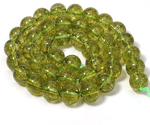 Miniatura 6 de 35 cuentas sueltas de jade peridoto de 0.394 pulgadas para la fabricación de joyas, cuentas semipreciosas naturales redondas y lisas de piedras