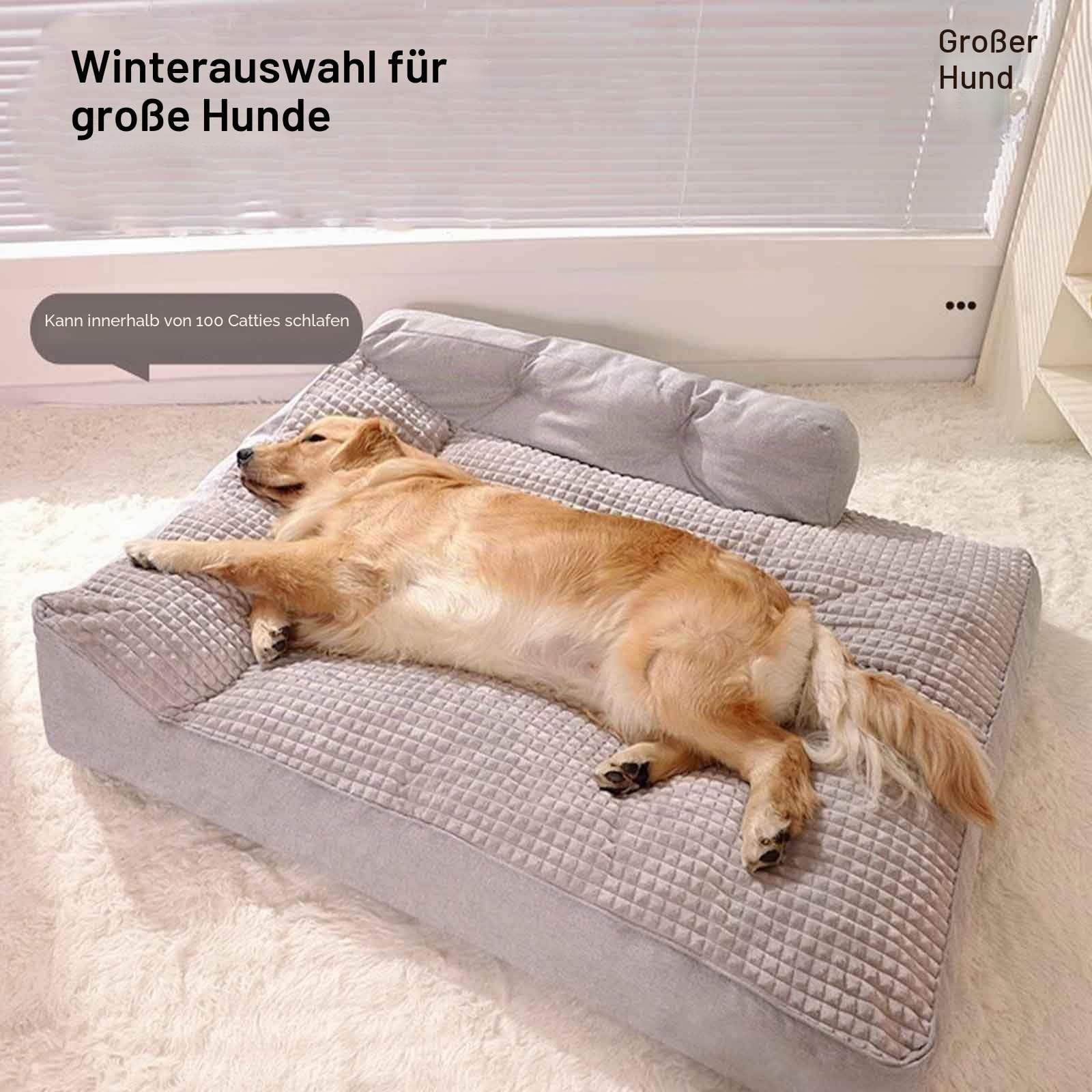 Hundebett Grosse Hunde Waschbar, Plüsch Hundekissen Flauschig, Hundecouch Mit Hohem Rand Und Rutschfestem Boden Für Große Hunde,Grau,XL