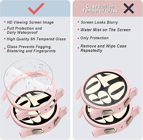 Miniatura 8 de Paquete de 4 + 4 Protector de pantalla Bluetooth y funda para Samsung Galaxy Watch 6 de 1.732 pulgadas, película protectora de vidrio templado