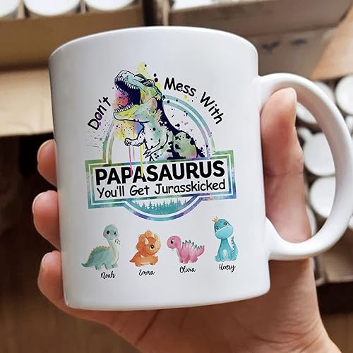 Vista 16 de Gossby Taza personalizada (5 dinosaurios) Don_t Mess With Papasaurus - Taza personalizada para el día del padre, taza del día del padre, taza