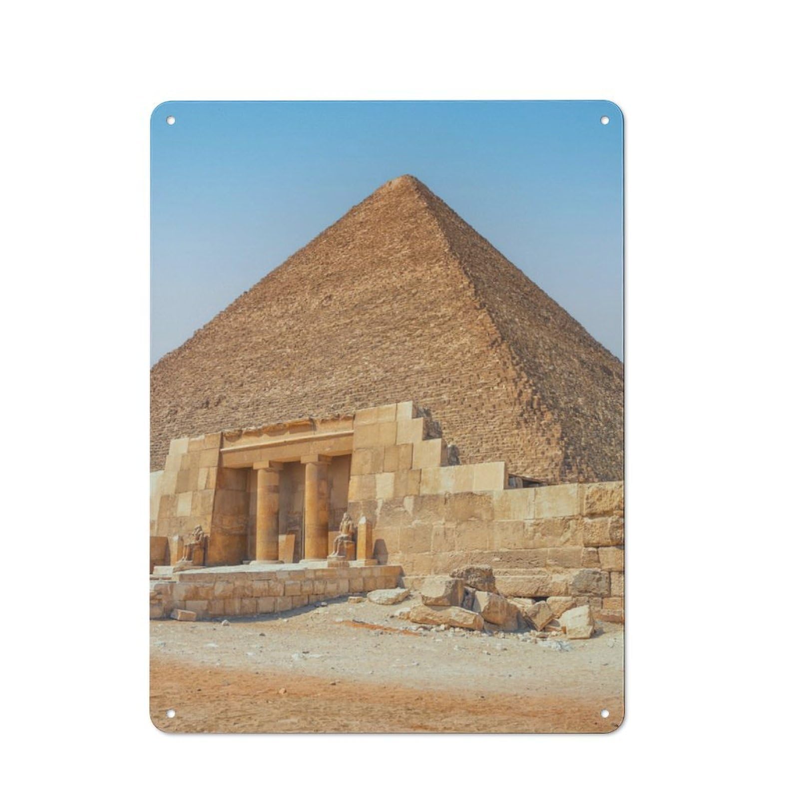 Junmoney Great Pyramid Of Giza Vintage Metal Plaque 40X30cm For Home Office Or Studio, Seasonal Metal Wall Decor For Winter Interiors