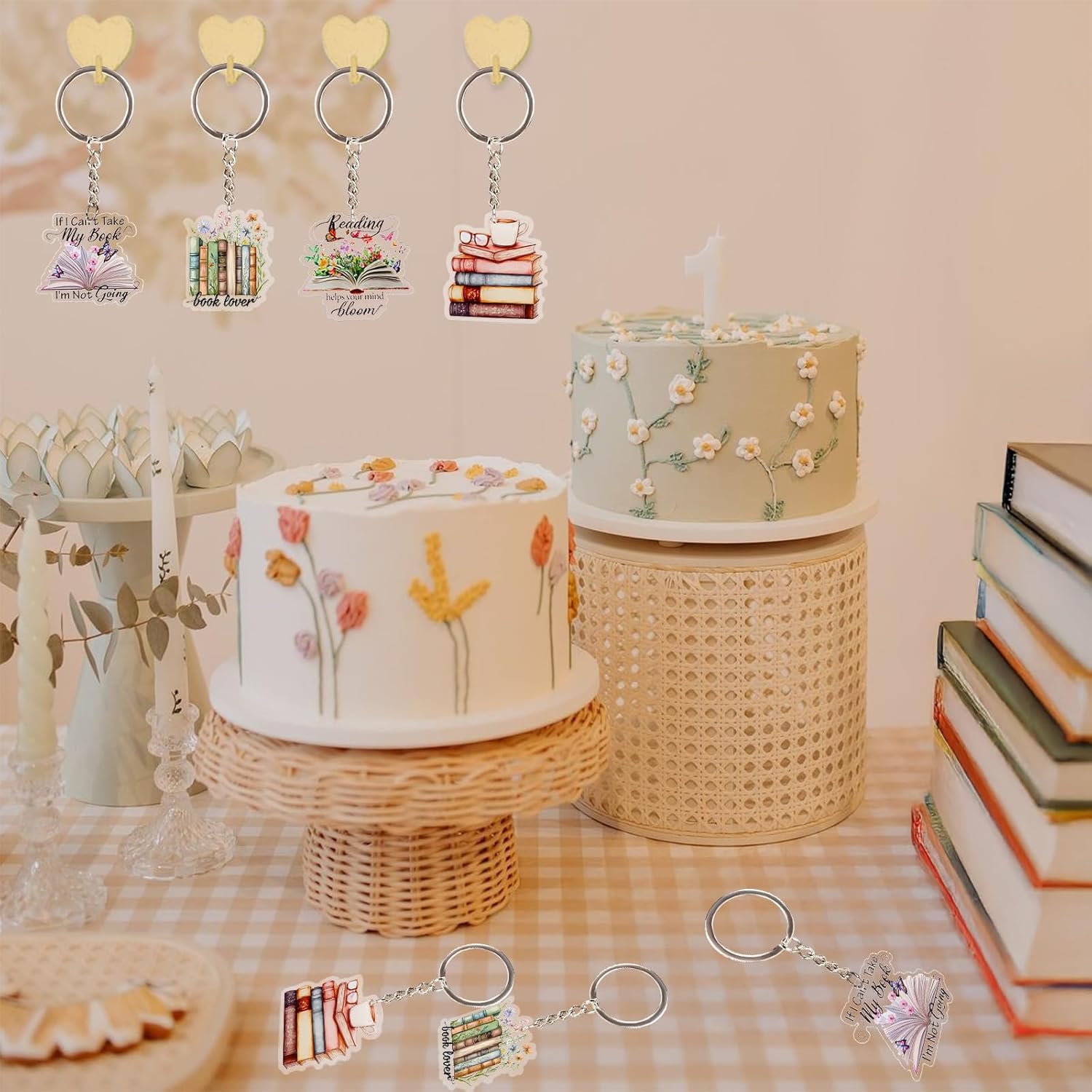 Serencatcher 12pcs Inspirational Book Keychain Party Favors Floral Book Theme Acrylic Keychains Book Lovers Gifts Bulk for Women Book Club Members Writers Bookish Librarian Bookworm - Image 6