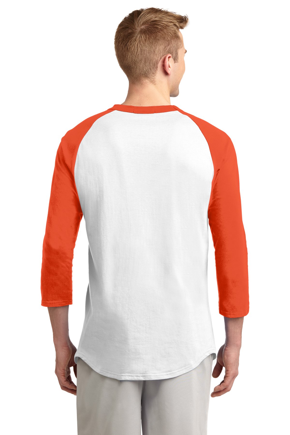 Sport Tek Colorblock Raglan Jersey - 3/4 Sleeve Crewneck Soft Cotton Tee (White/Navy) - View #6