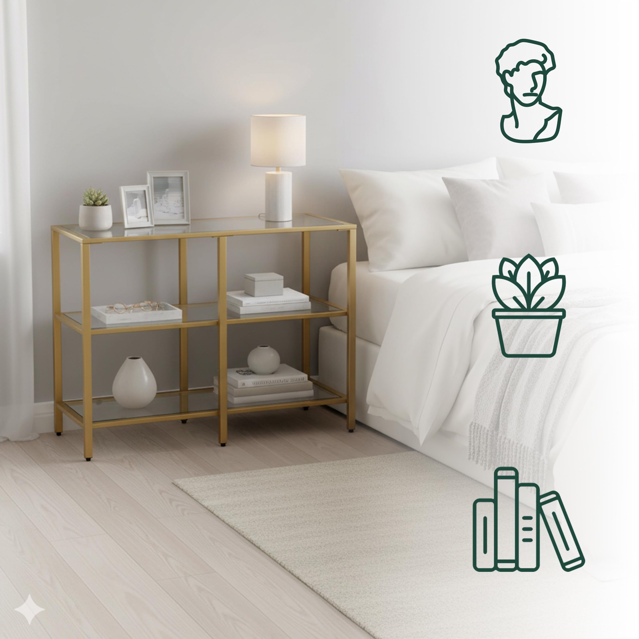 Relaxdays Consolle, HxLxP: 73 x 100 x 30 cm, Metallo, Vetro, Stretta per Ingresso, Tavolo con 3