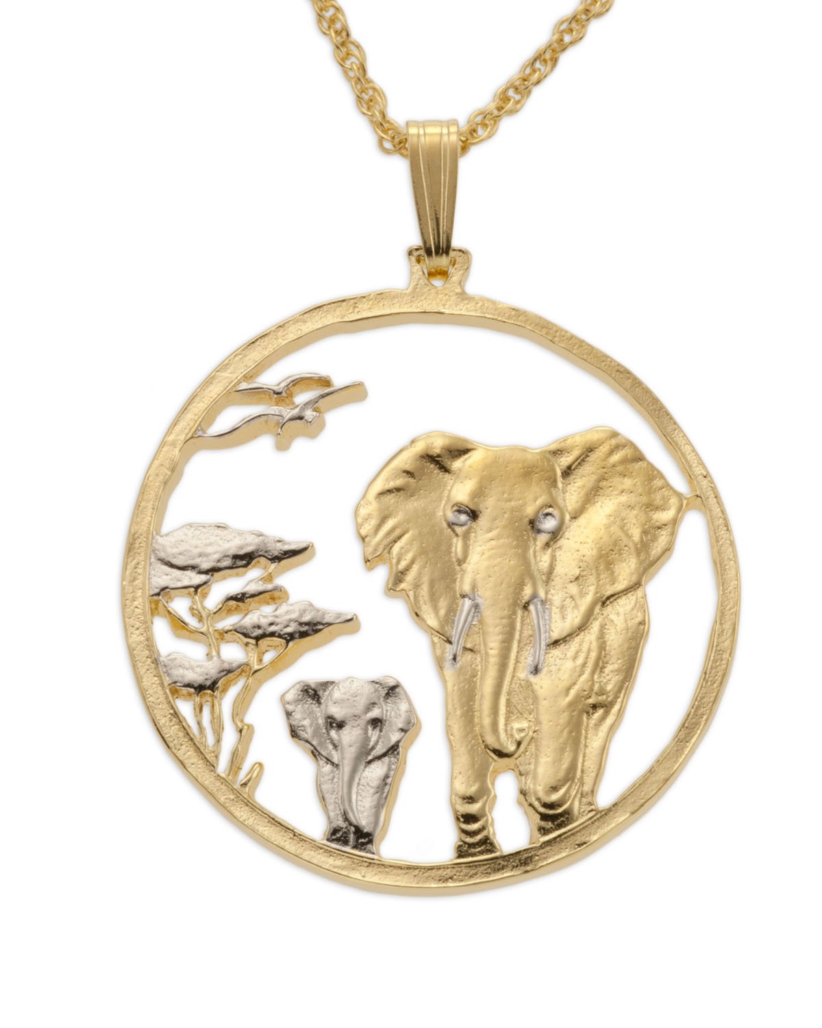 Elephant Pendant, Hand Cut Somalia Elephant Coin, (# 945)