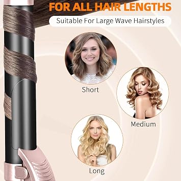 Curling Iron with Long Wand, Rotating Automatic Curling Iron, 13-Speed Temperature Adjustable, 30 Seconds Instant Heating, 1H Automatic Shut-Off, Anti-Scald, 110-240V Dual Voltage (D)