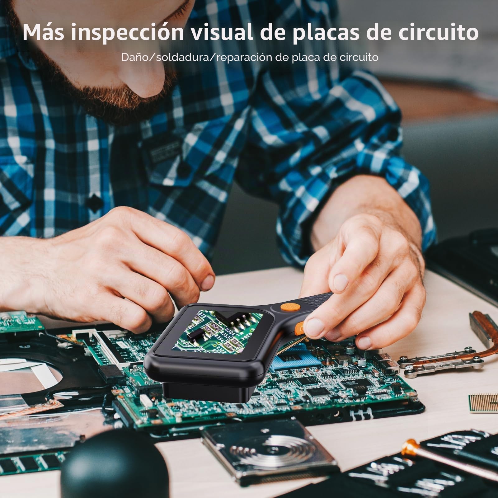 Microscopio Digital para Adultos 500X, Microscopio de Bolsillo Portátil con Pantalla HD de 3 Pulgadas, 8 Luces LED Ajustables, Compatible con Windows y MacOS - Negro