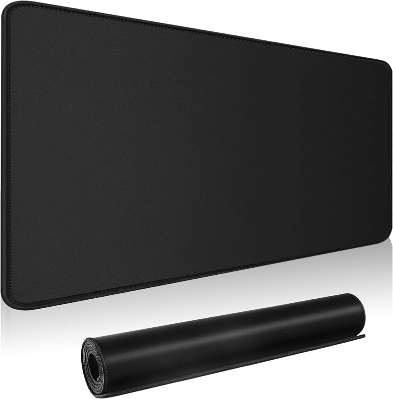 Alfombrilla de ratón grande para juegos, alfombrilla de ratón XXL extendida, alfombrilla de escritorio larga con bordes cosidos para teclado, hogar, oficina, juegos, trabajo, alfombrilla de escritorio grande (35,4 x 15,7 pulgadas, 90 x 40) (negro)