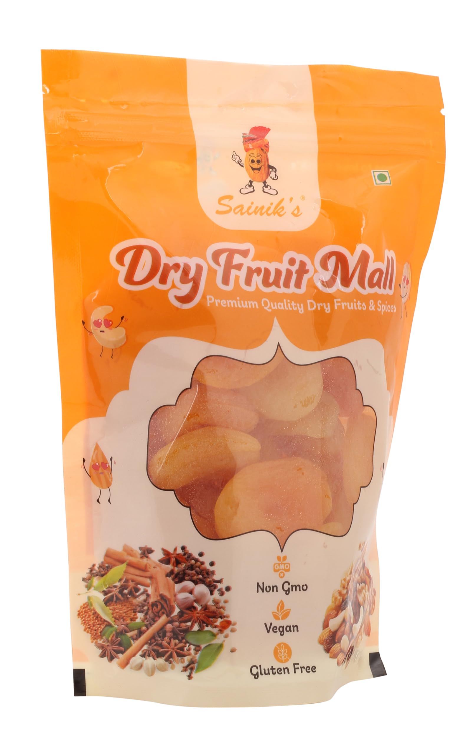 Sainik's Dry Fruit Mall Apricots Dry Fruits | Apricot Jumbo Dried Seedless Apricot | Turkel, Turkish Apricot, Apricot Dry Fruits | Khubani Seedless Gluten Free Apricot Pack of 1 (500 gram)
