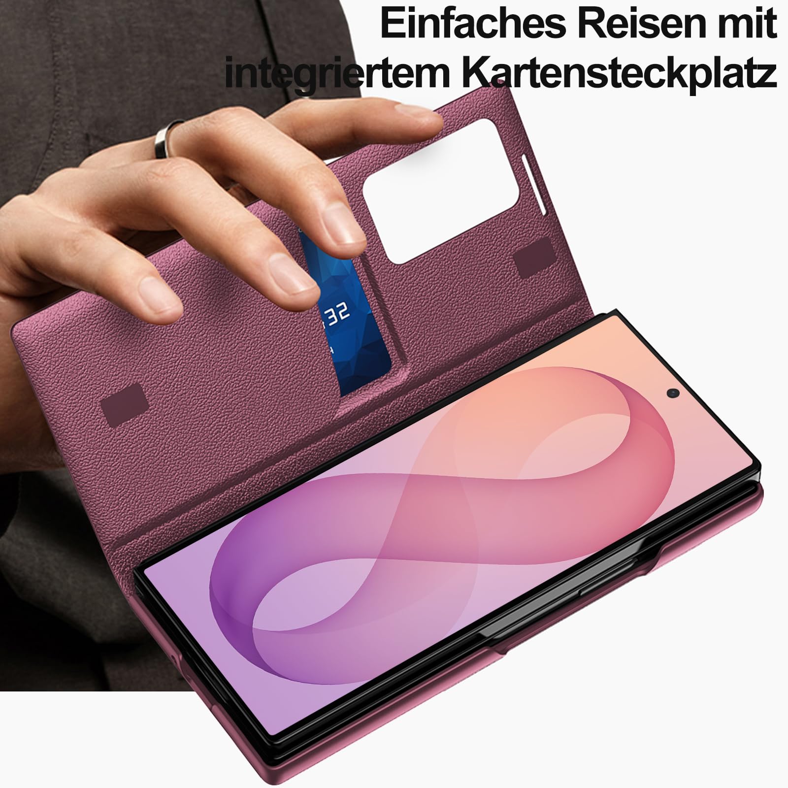 Custodia a portafoglio per Samsung Galaxy Z Fold 8 Ultra, in pelle PU, con scomparto per carte, supporto e finestra per visualizzazione, antiurto Z Fold8 Ultra con protezione per fotocamera