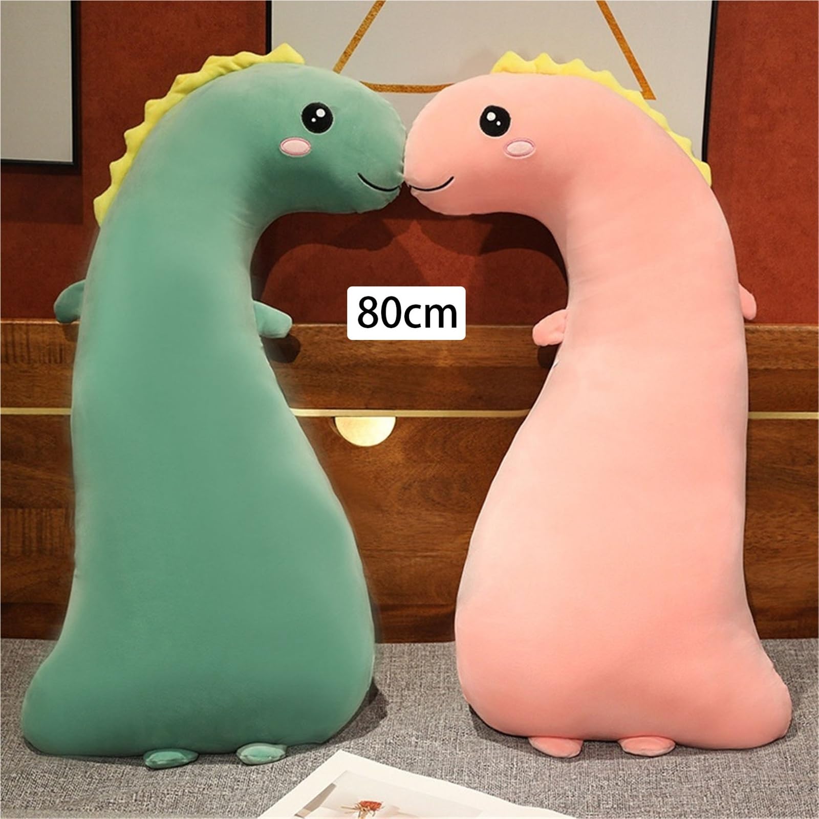 Peluche De Dinosaurio, Suave Tierno Almohada Larga Abrazar Muñeco De Peluche Realista Juguete De Regalo para Niños Niñas(Pink)
