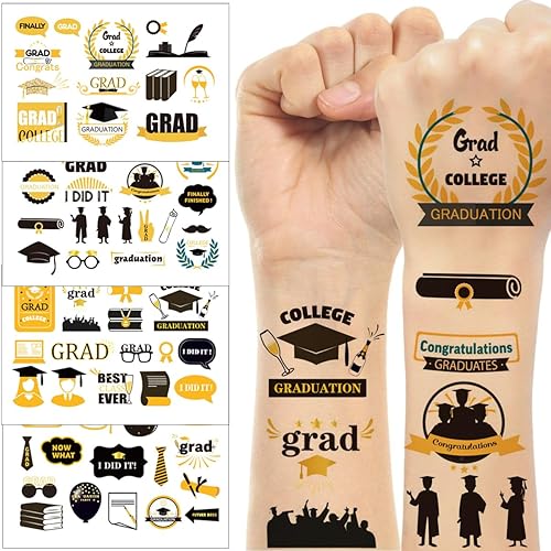 Miniatura 1 de 8 hojas de calcomanías de tatuaje de graduación para graduación de clase de 2023, suministros de fiesta de graduación, decoraciones de fiesta de