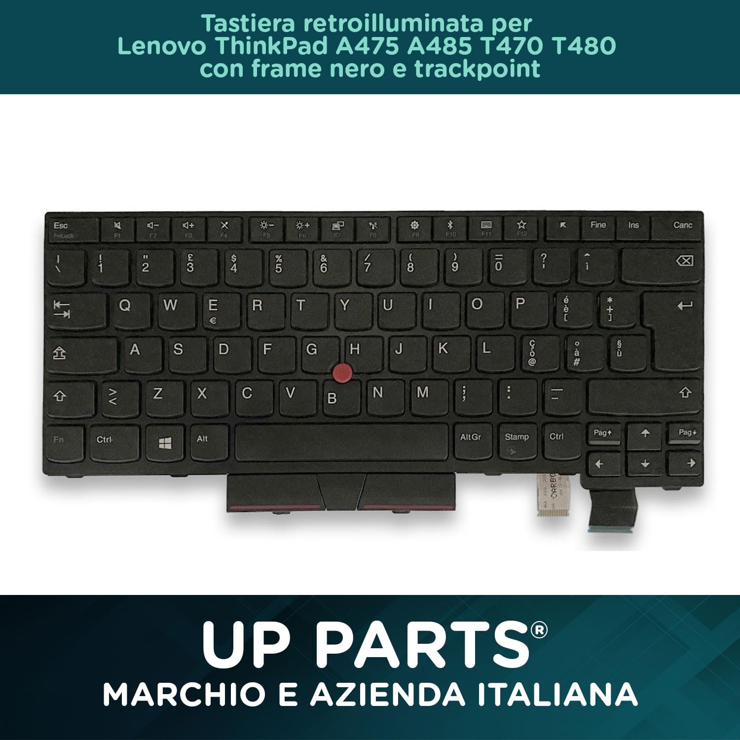 Tastiera per Lenovo ThinkPad T480, A485, T470, A475 - Layout Italiano Retroilluminata con Trackpoint